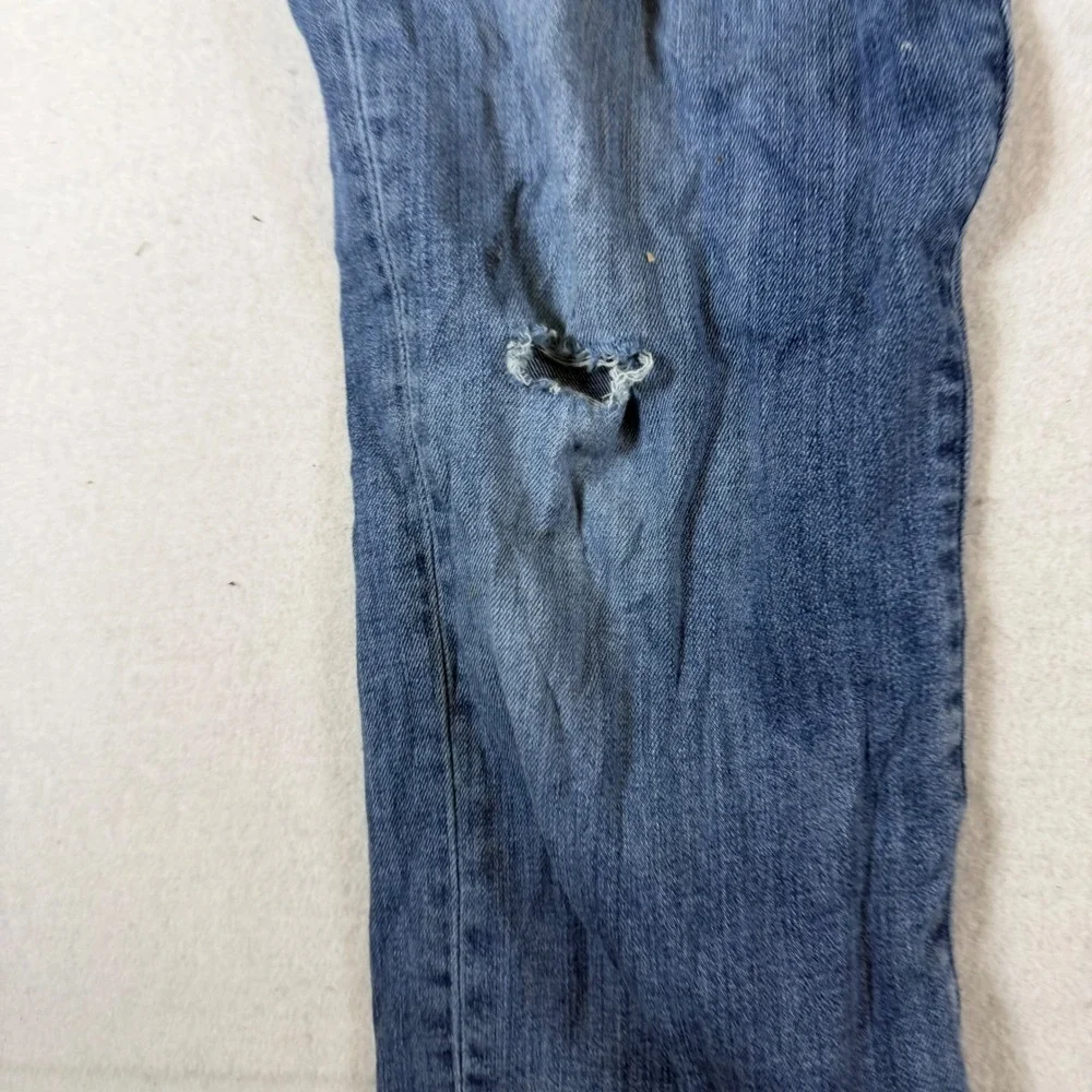 Levis 511 Slim Fit Blue Denim Jeans Mens 34x32 Distressed 5-Pocket Zip Fly